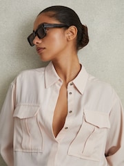 Reiss Nude Isador Lyocell Button Through Shirt - Image 3 of 5
