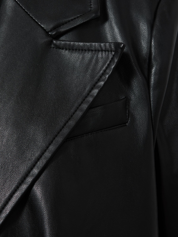 Paige Relaxed Faux Fur Leather Single Breasted Blazer - Image 4 of 4