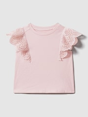 Reiss Pink Jasmine 4-9 yrs Cotton Broderie Top - Image 2 of 4