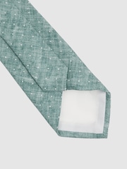 Reiss Pistachio Melange Lateran Silk Polka Dot Tie - Image 4 of 5