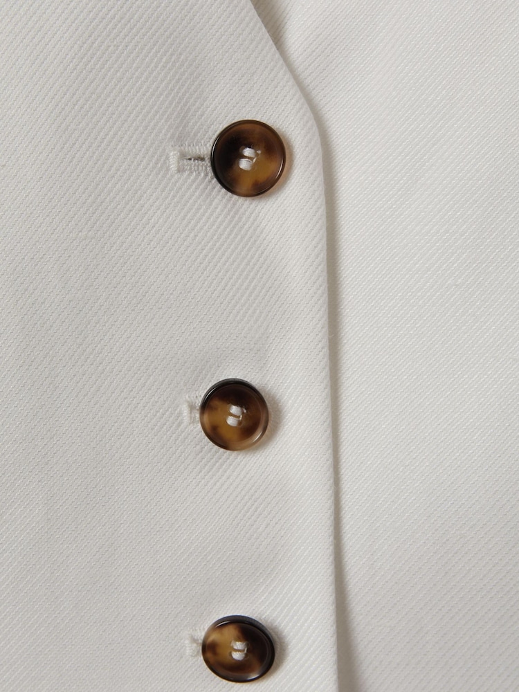 Reiss White Lori Viscose Linen Single Breasted Suit Waistcoat - Image 6 of 6