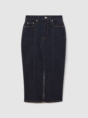 Reiss Indigo Daila High Rise Denim Midi Skirt - Image 2 of 6