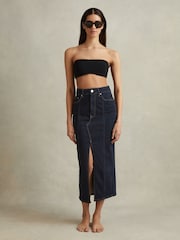 Reiss Indigo Daila High Rise Denim Midi Skirt - Image 4 of 6