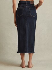 Reiss Indigo Daila High Rise Denim Midi Skirt - Image 5 of 6