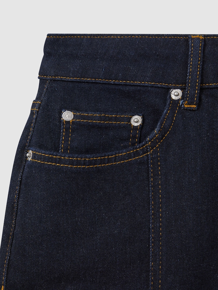 Reiss Indigo Daila High Rise Denim Midi Skirt - Image 6 of 6