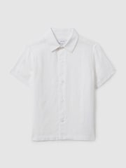 Reiss White Holiday Short Sleeve 100% Linen Shirt - Image 2 of 4
