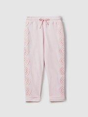 Reiss Pink Sophie 4-9 yrs Sophie Teen Cotton Broderie Drawstring Trousers - Image 2 of 4