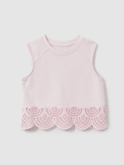 Reiss Pink Sophie 13-14 yrs Cotton Broderie Top Co-Ord - Image 1 of 4