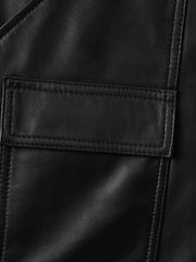 Reiss Black Eliana Leather Cargo Shorts - Image 7 of 7
