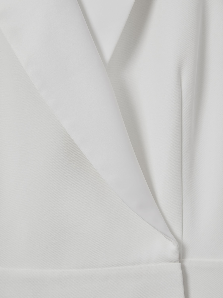 Reiss White Lainey Double Breasted Satin Tux Jumpsuit - Image 6 of 6
