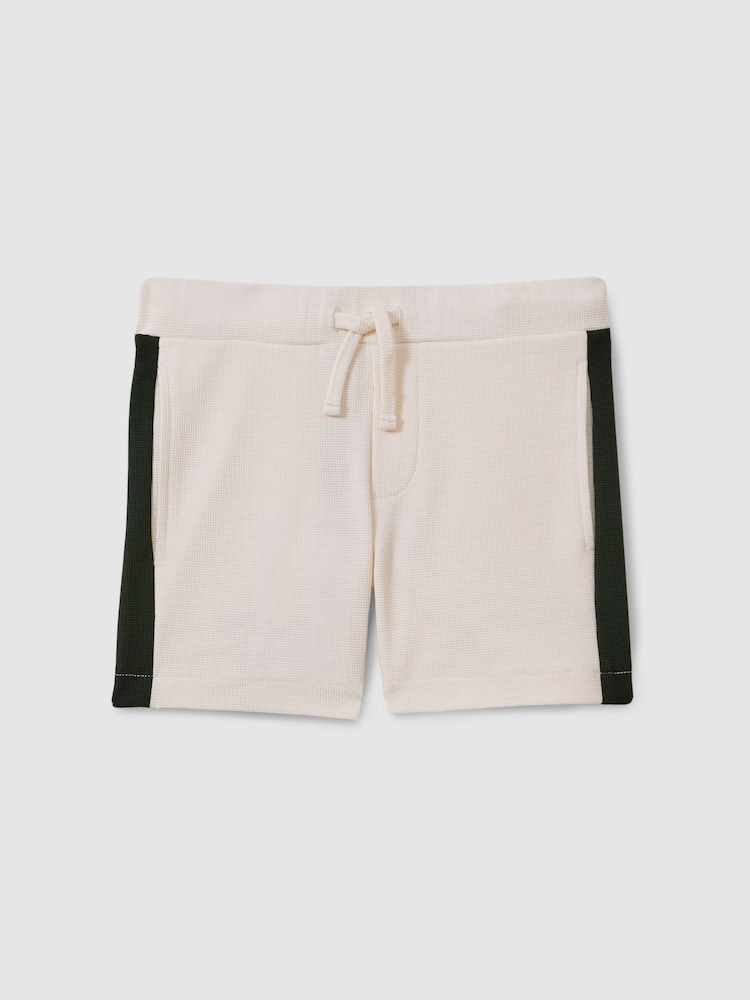 Pantalones cortos de algodón con cordón ajustable y diseño texturizado jaspeado de Reiss - Imagen 2 de 4