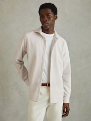 Reiss Stone Spring Textured Cutaway Collar Shirt - Image 1 of 6