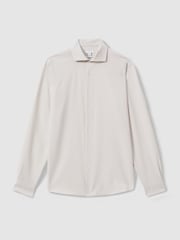 Reiss Stone Spring Textured Cutaway Collar Shirt - Image 2 of 6