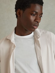 Reiss Stone Spring Textured Cutaway Collar Shirt - Image 3 of 6