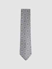 Reiss Sea Green Assisi Silk Medallion Print Tie - Image 1 of 5