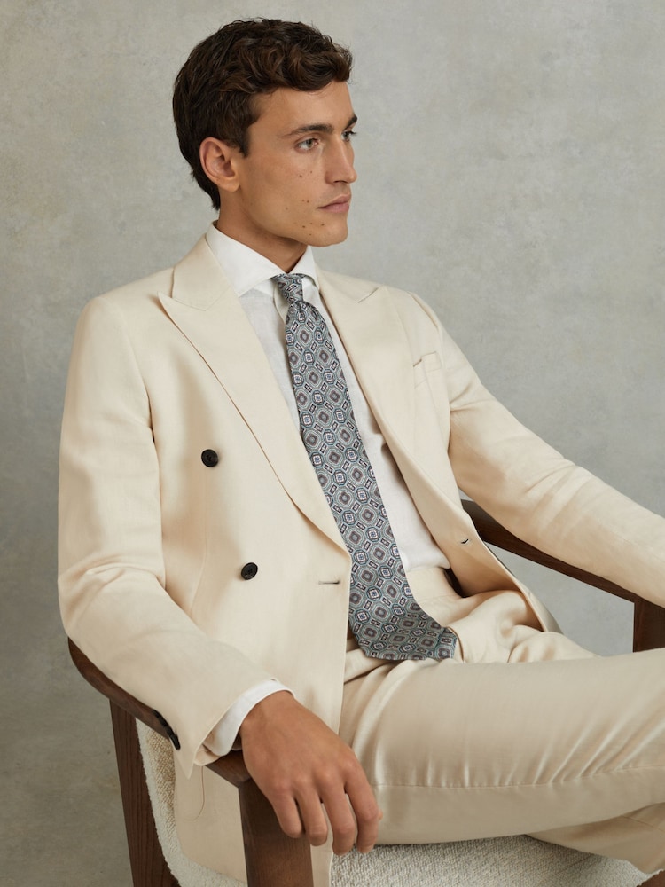 Reiss Sea Green Assisi Silk Medallion Print Tie - Image 2 of 5