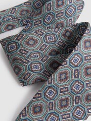 Reiss Sea Green Assisi Silk Medallion Print Tie - Image 3 of 5