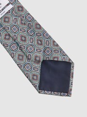 Reiss Sea Green Assisi Silk Medallion Print Tie - Image 4 of 5