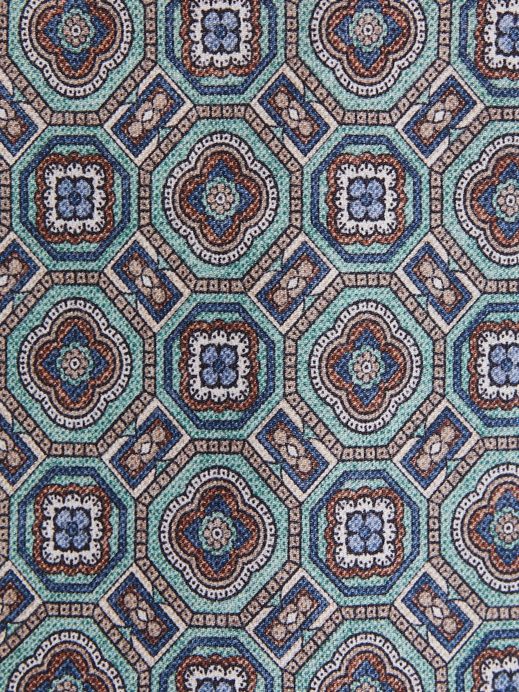 Reiss Sea Green Assisi Silk Medallion Print Tie - Image 5 of 5