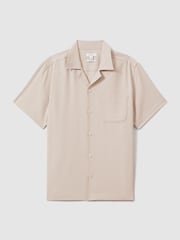 Reiss Stone Nitus Herringbone Cuban Collar Shirt - Image 2 of 5