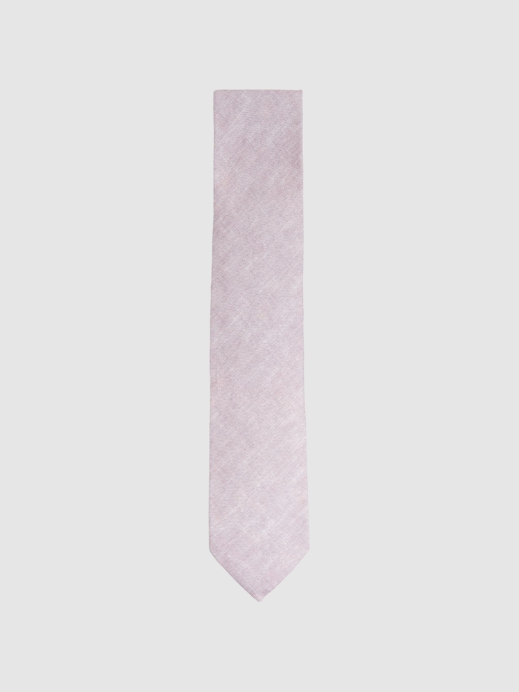 Reiss Soft Rose Vitali Linen Tie - Image 1 of 5 Reiss Soft Rose Vitali Linen Tie - Image 1 of 5
