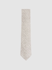 Reiss Oatmeal Melange Lateran Silk Polka Dot Tie - Image 1 of 5