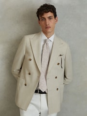 Reiss Oatmeal Melange Lateran Silk Polka Dot Tie - Image 2 of 5