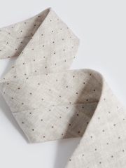 Reiss Oatmeal Melange Lateran Silk Polka Dot Tie - Image 3 of 5