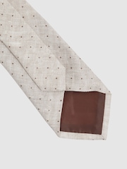 Reiss Oatmeal Melange Lateran Silk Polka Dot Tie - Image 4 of 5