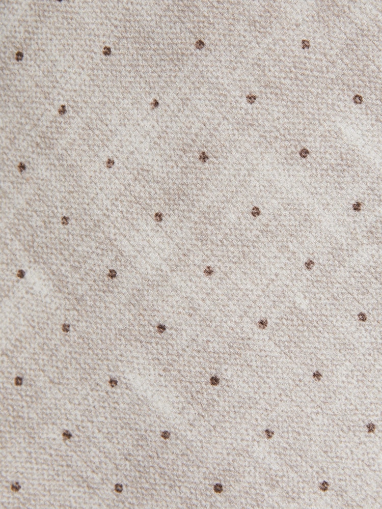 Reiss Oatmeal Melange Lateran Silk Polka Dot Tie - Image 5 of 5