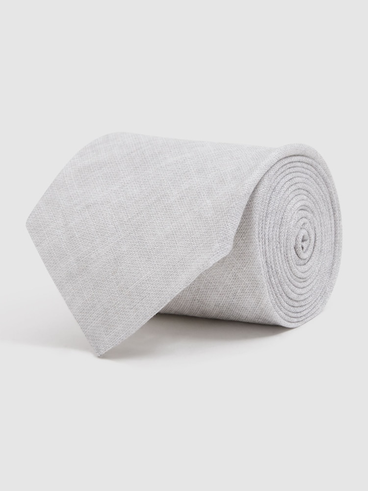 Reiss Soft Ice Vitali Linen Tie - Image 2 of 4