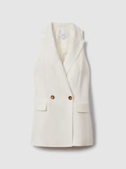 Reiss White Lori Halter Viscose Linen Double Breasted Suit Waistcoat - Image 2 of 6