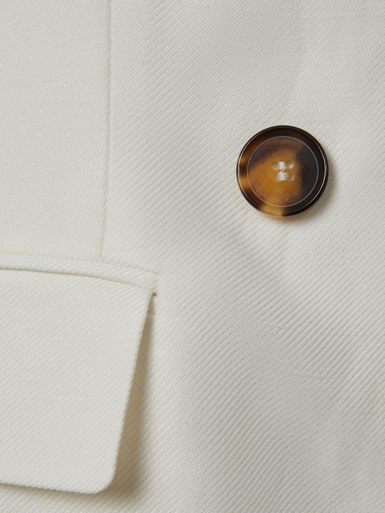 Reiss White Lori Halter Viscose Linen Double Breasted Suit Waistcoat - Image 6 of 6
