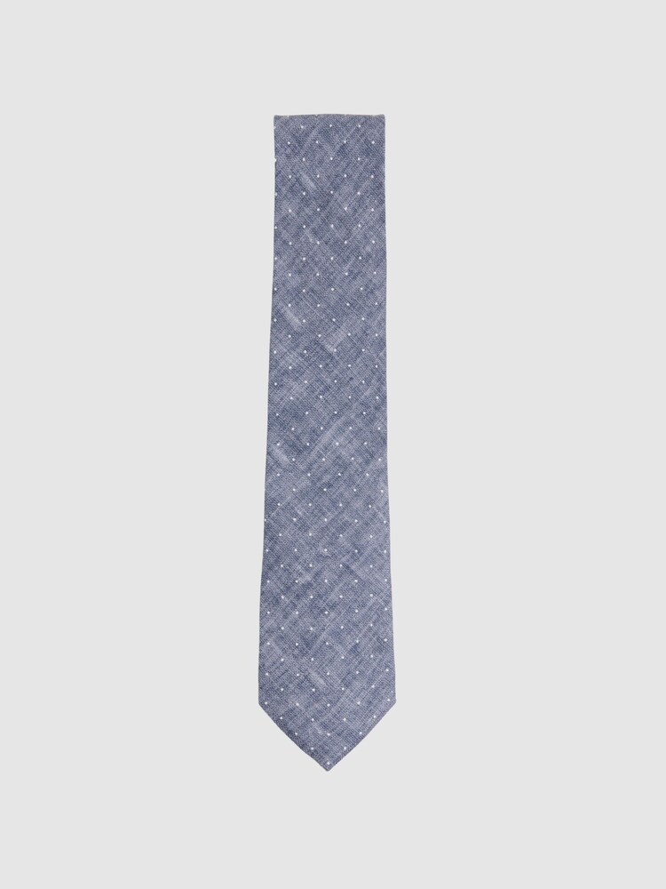 Reiss Airforce Blue Melange Lateran Silk Polka Dot Tie - Image 1 of 5 Reiss Airforce Blue Melange Lateran Silk Polka Dot Tie - Image 1 of 5