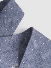 Airforce Blue Melange - Reiss Lateran Silk Polka Dot Tie - Image 3 of 5