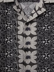 Reiss Black Multi Pantain Linen Printed Cuban Collar Shirt - Image 5 of 5