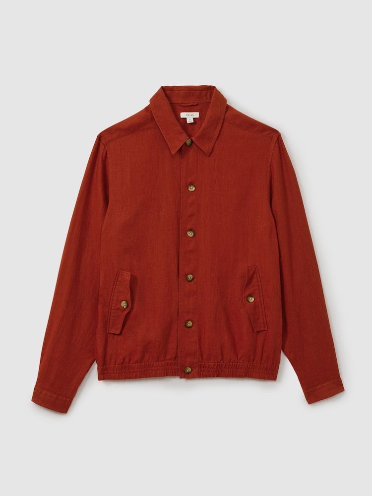 Sobrecamisa de lino con dobladillo elástico Cadiz de Reiss - Imagen 2 de 5