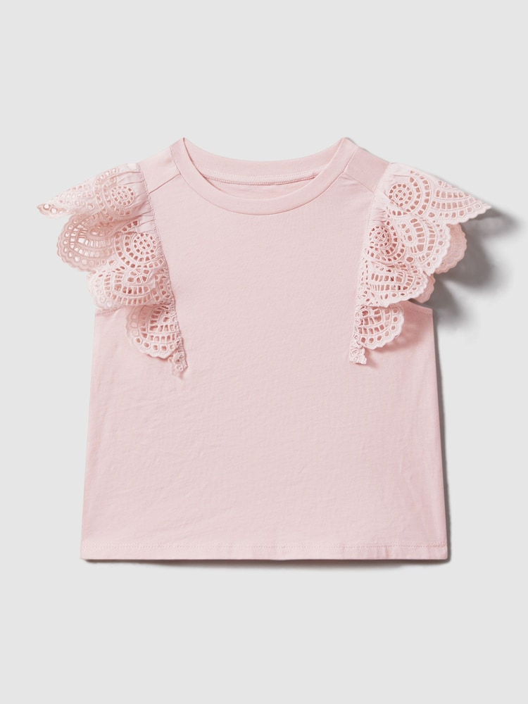 Reiss Pink Jasmine 9-13 yrs Cotton Broderie Top - Image 2 of 4 Reiss Pink Jasmine 9-13 yrs Cotton Broderie Top - Image 2 of 4