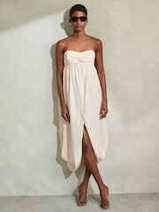 Reiss Neutral Evanna Bustier Bubble Hem Parachute Midi Dress - Image 1 of 6