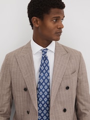 Reiss Indigo Melange Vasari Silk Medallion Print Tie - Image 2 of 5