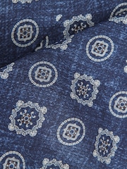 Reiss Indigo Melange Vasari Silk Medallion Print Tie - Image 4 of 5