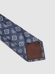 Reiss Indigo Melange Vasari Silk Medallion Print Tie - Image 5 of 5
