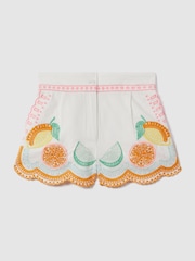Reiss Ivory Print Cesca 13-14 yrs Cotton Broderie Shorts - Image 1 of 4