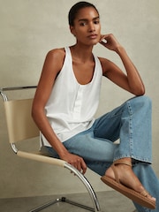 Reiss Ivory Eira Relaxed Cotton Scoop Neck Vest - Image 1 of 6