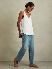 Reiss Ivory Eira Relaxed Cotton Scoop Neck Vest - Image 4 of 6