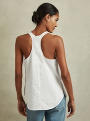 Reiss Ivory Eira Relaxed Cotton Scoop Neck Vest - Image 5 of 6