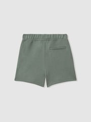 Reiss Dark Sage Ridley 13-14 yrs Cotton Motif Sweat Shorts - Image 2 of 3