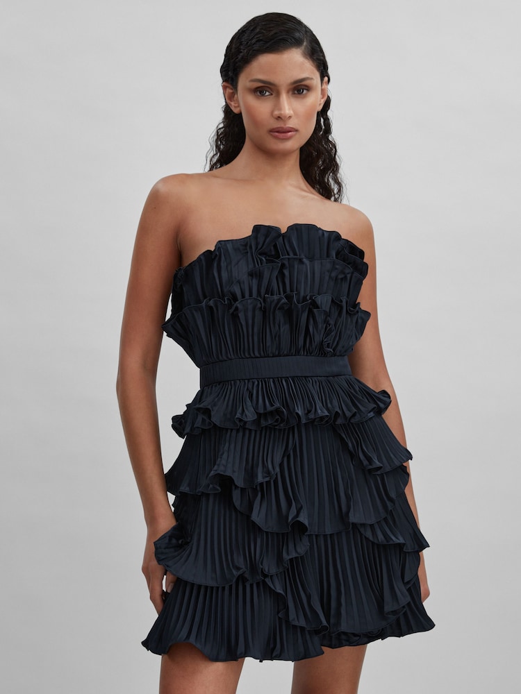 Marineblau - Amur Trägerloses Rüschen-Minikleid - Bild 1 von 6 Marineblau - Amur Trägerloses Rüschen-Minikleid - Bild 1 von 6