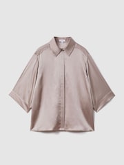 Reiss Champagne Winnie Silk Relaxed Sleeve Blouse - Image 2 of 6