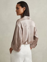 Reiss Champagne Winnie Silk Relaxed Sleeve Blouse - Image 5 of 6